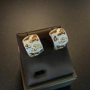 Earring Chic niche concave-convex texture gold-silvercolor contrast